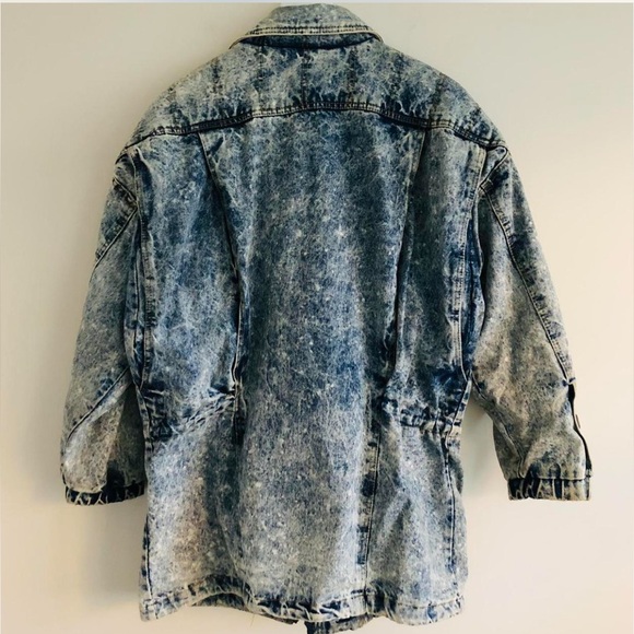 Vintage 80s Authentic Whipp Denim Jacket Acid Wash Long Oversized Toggle Closure - Picture 2 of 4